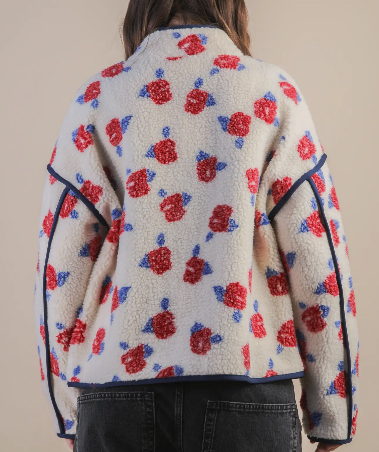 Oversized Floral Sherpa Jacket