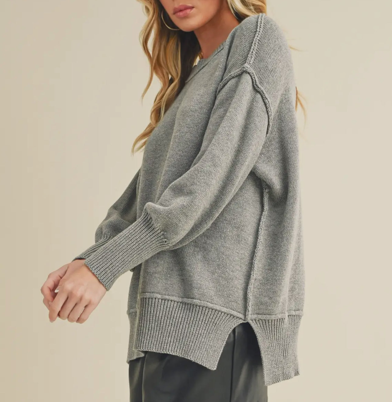 Grey Exposed Seam Sweater