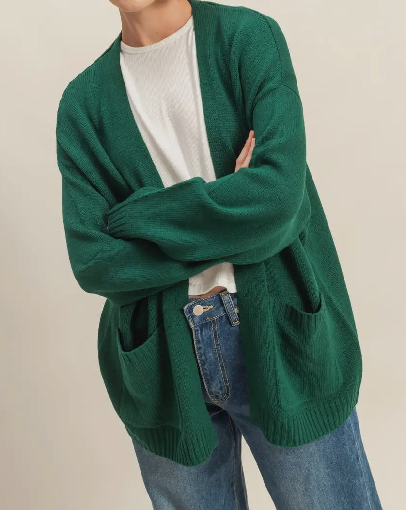 Dark Green Pocket Cardigan