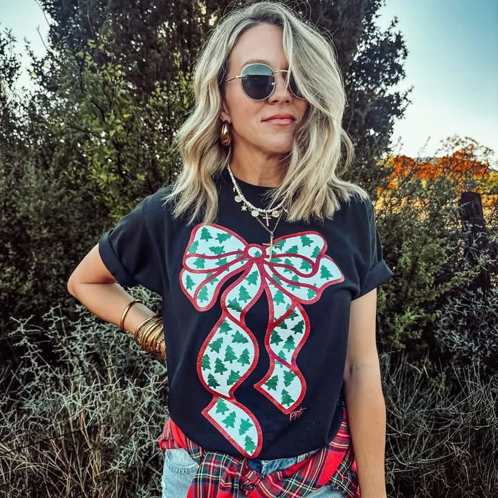 Tiny Trees Glitter Bow Tee