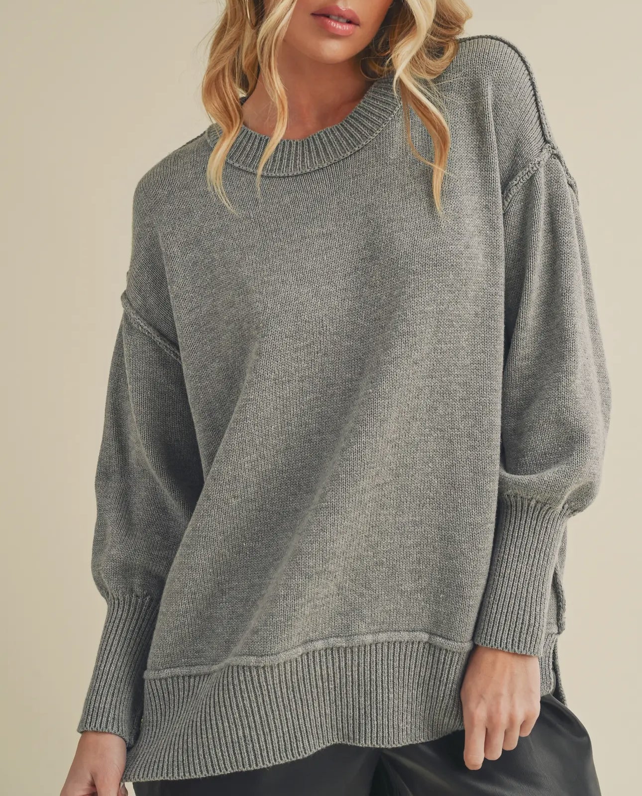 Grey Exposed Seam Sweater