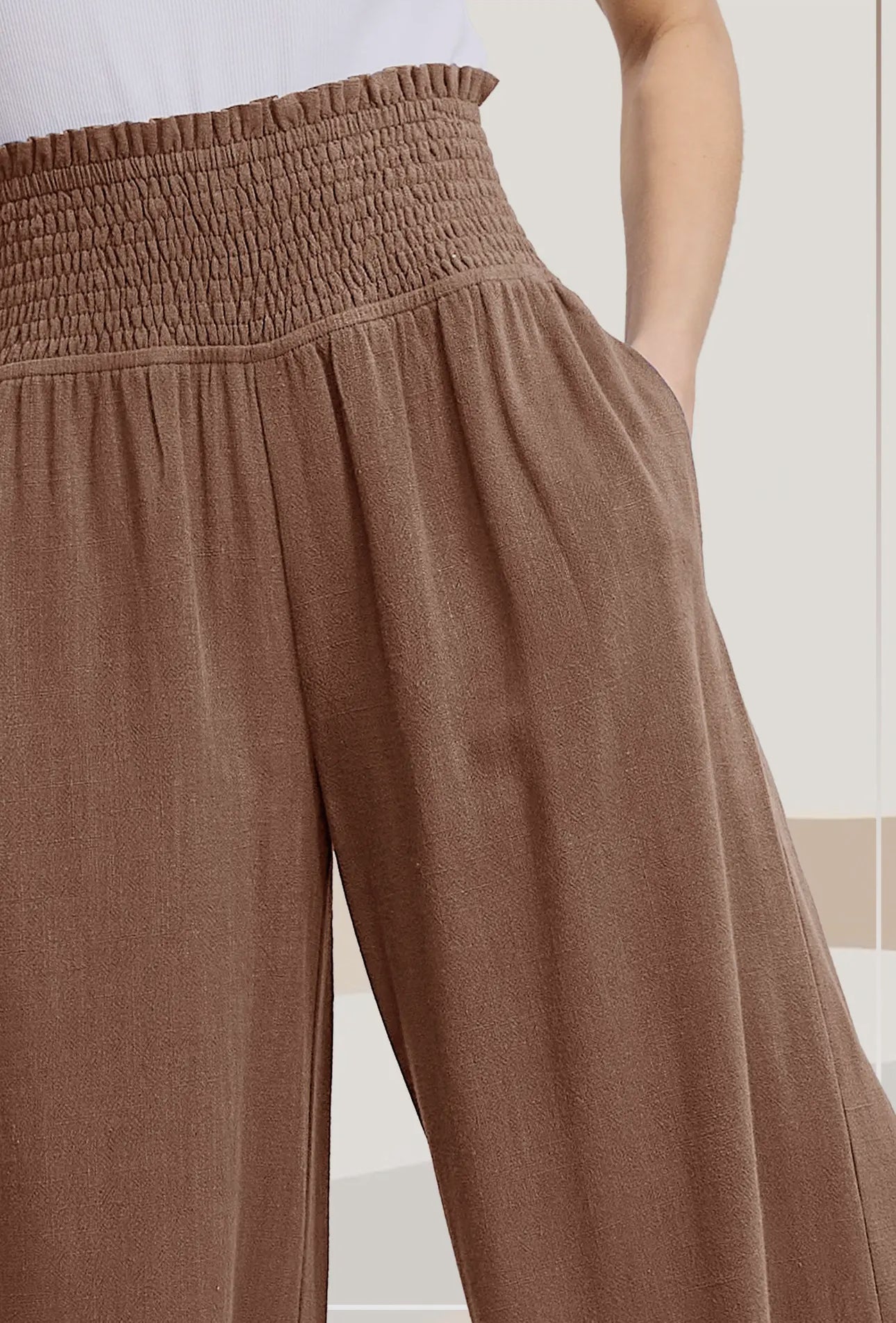 Rustic Roots Smocked Waist Pants