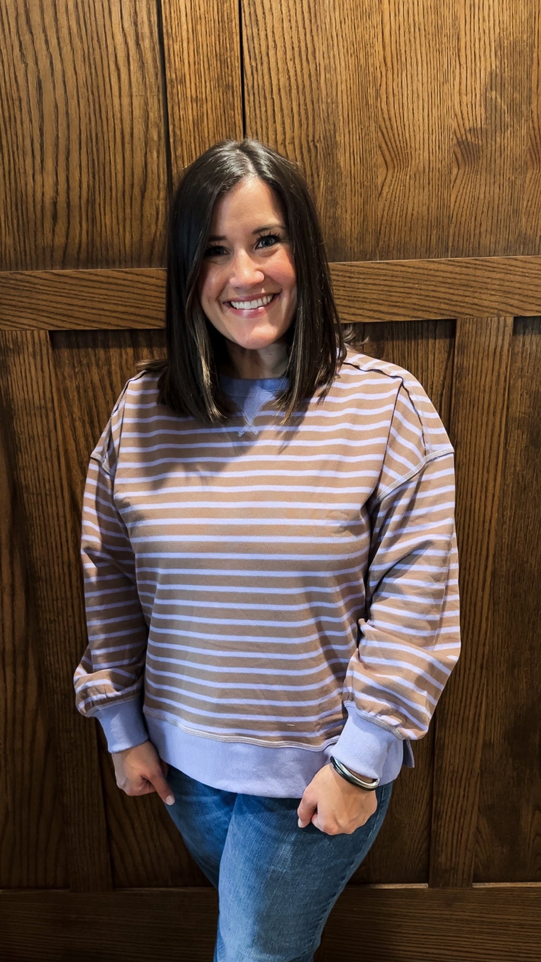 Mocha & Lavender Stripe Pullover