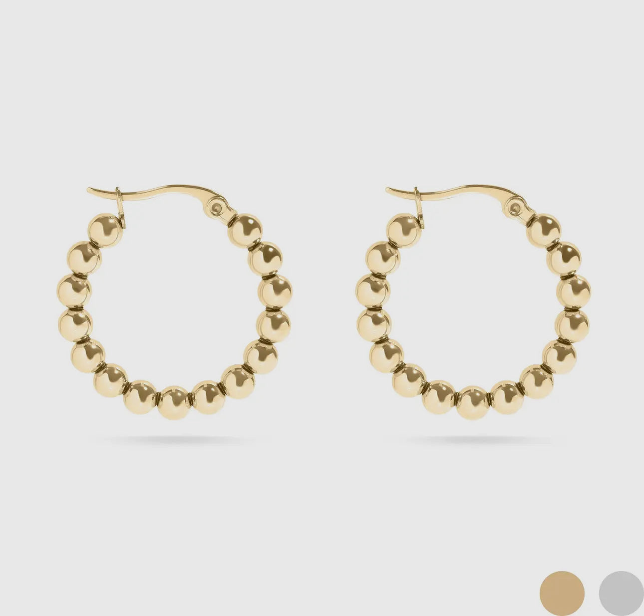 Steel Circle Ball Hoop Earrings