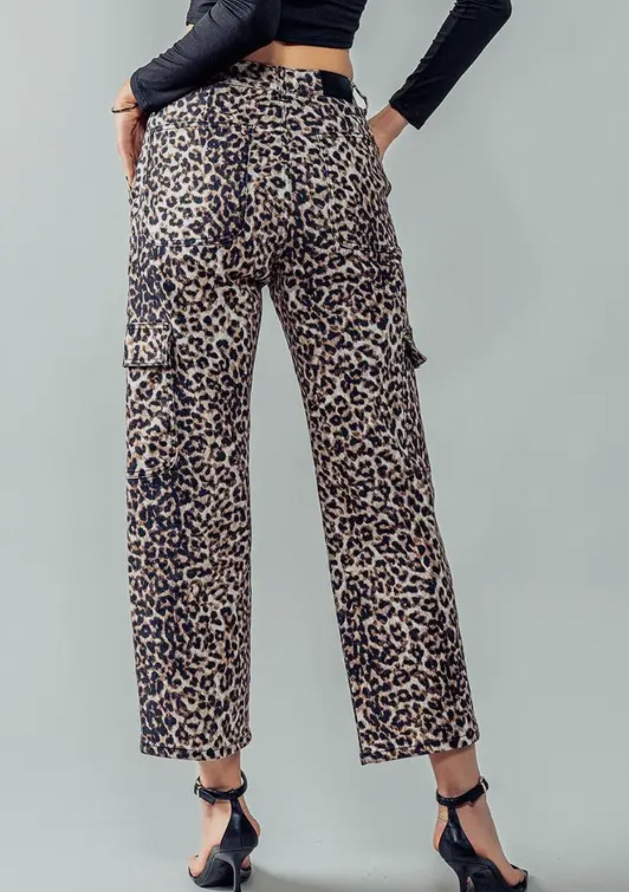 Leopard Print Cropped Cargo Pants