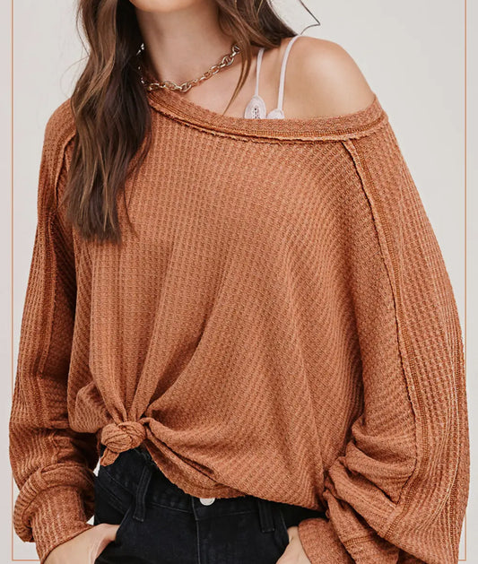 Ginger Brushed Waffle Top