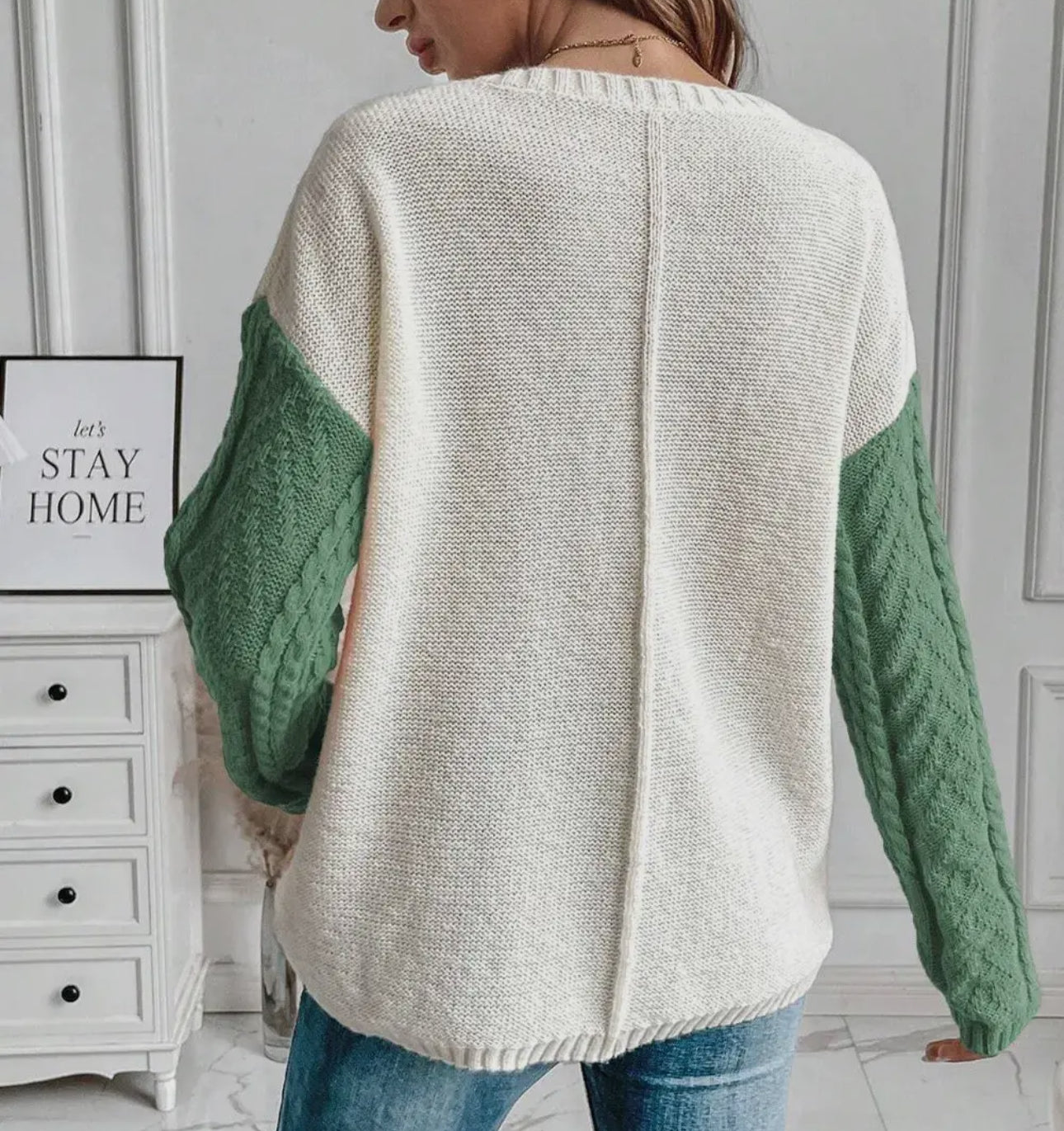 Gold Flame Colorblock Patched Pocket Drop Shoulder Sweater