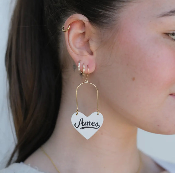 White Ames Heartthrob Earrings