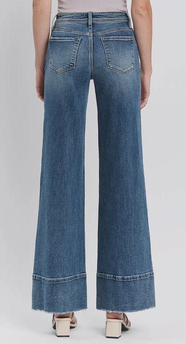 High Rise A Line Wide Leg Jeans