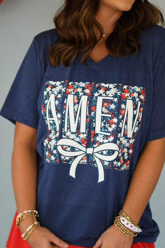 Patriotic Stars Amen Tee
