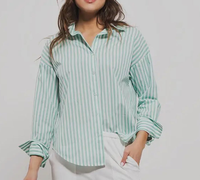 Classic Striped Button Down | Mint Green