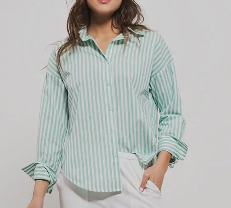 Classic Striped Button Down | Mint Green