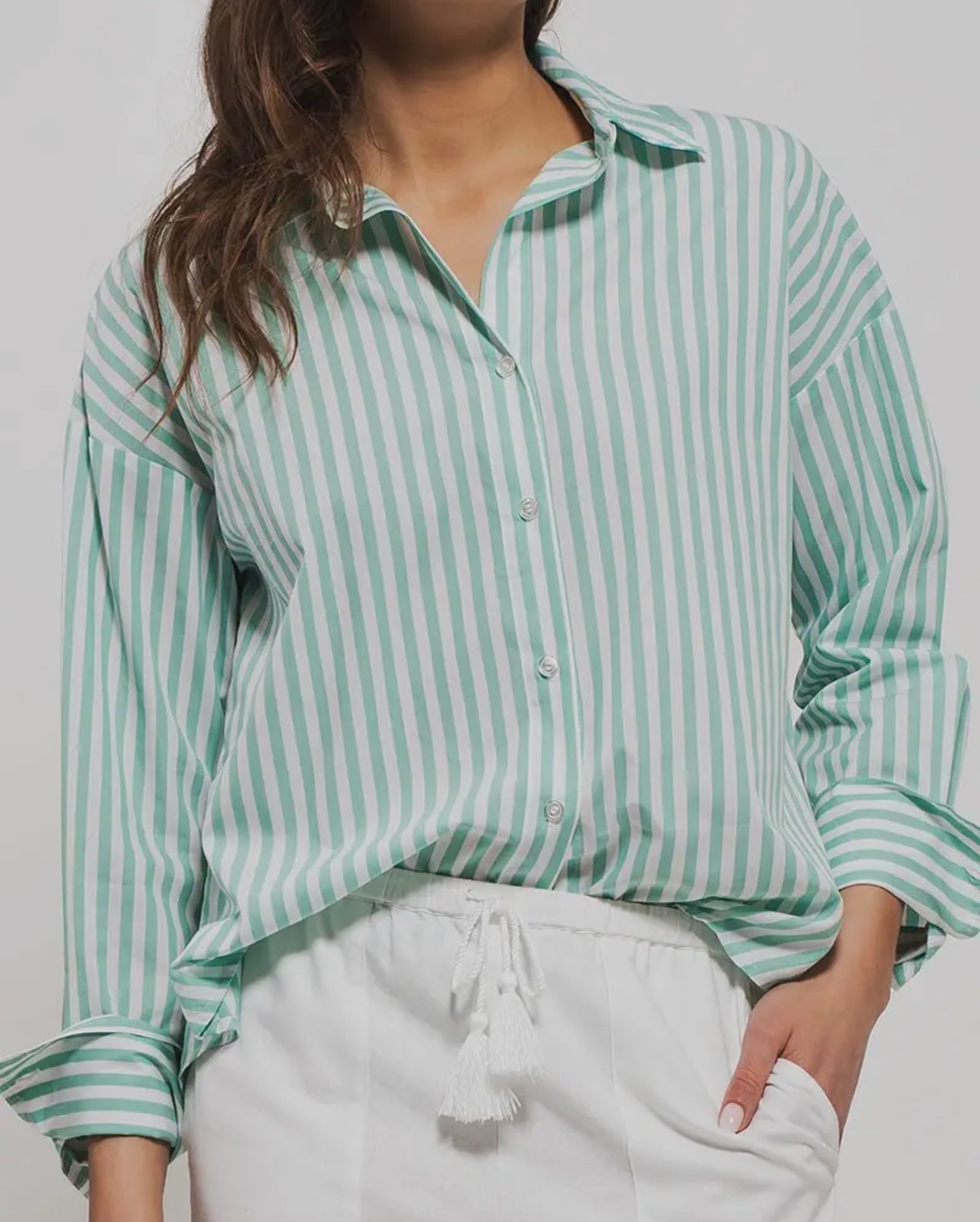 Classic Striped Button Down | Mint Green