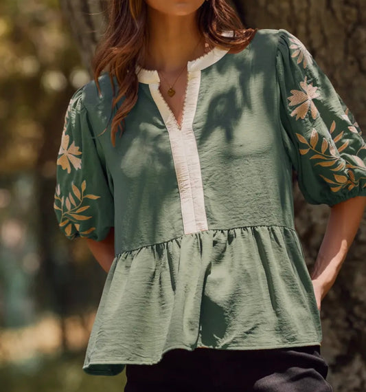 Basil Peplum Blouse