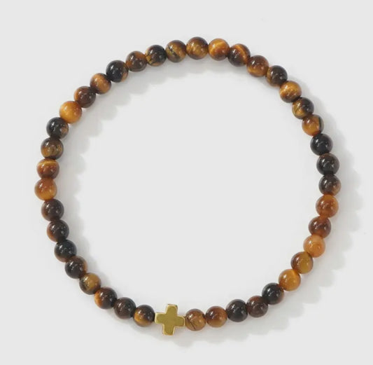 Natural Stone Cross Bracelet