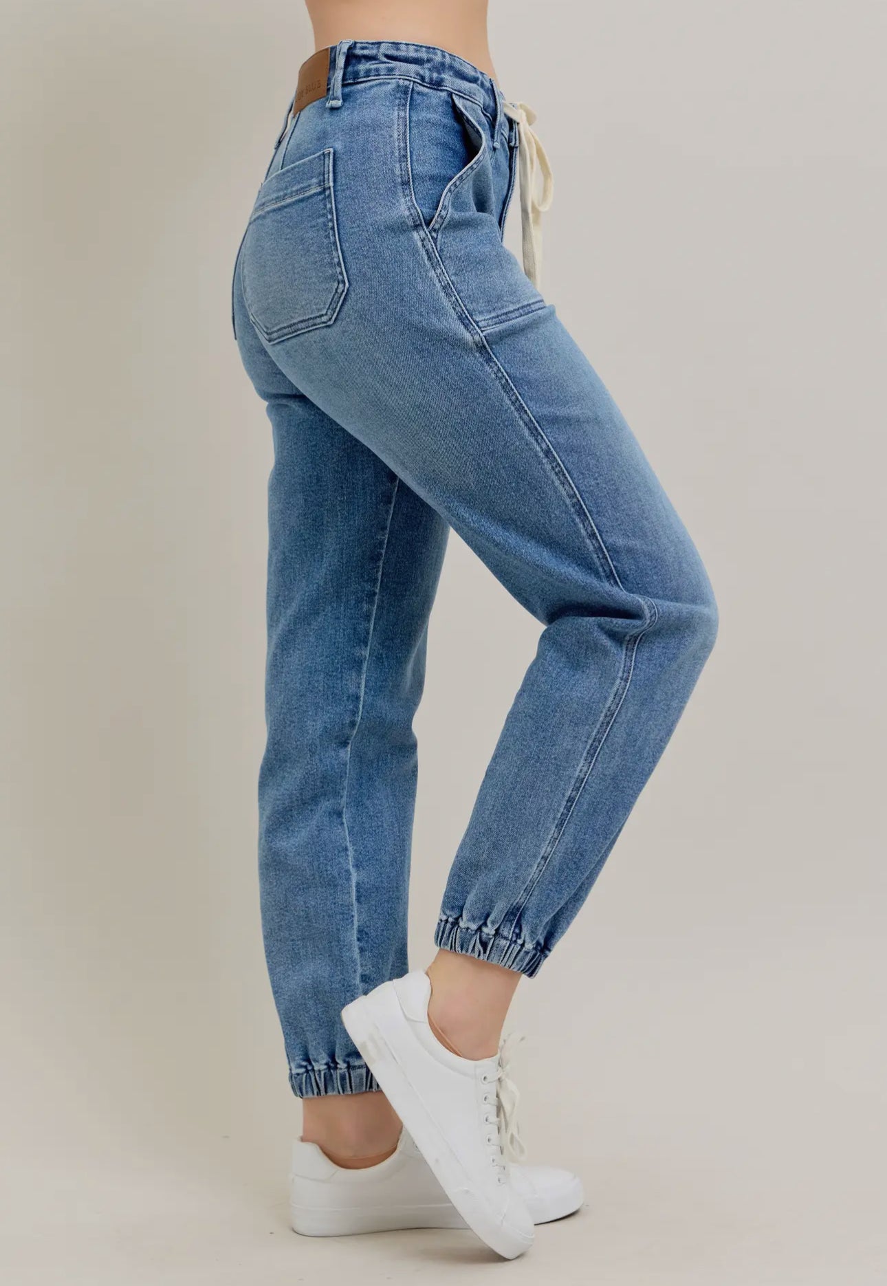 High Waisted Denim Joggers