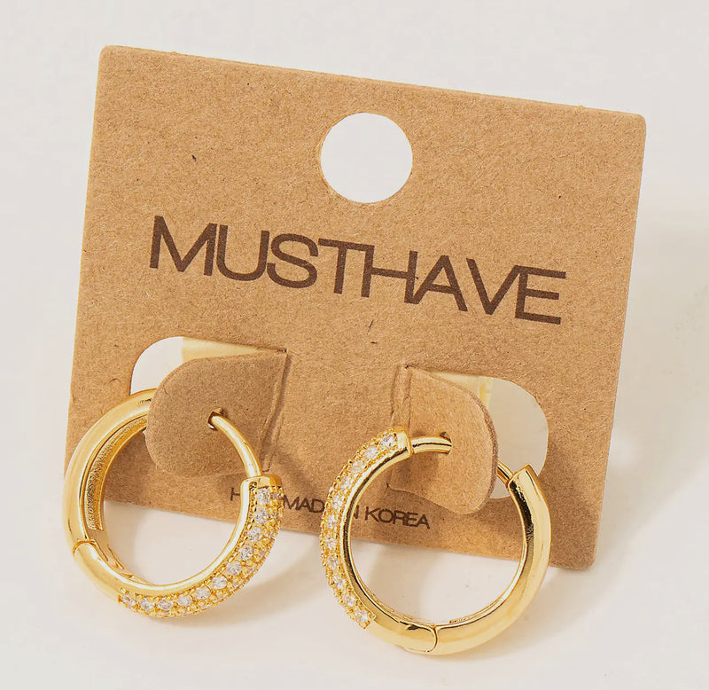 Pave Studded Latch Hoop Earrings