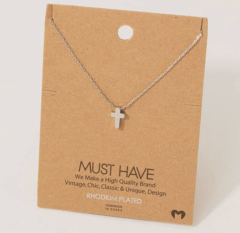 Silver Dainty Mini Cross Pendant Necklace