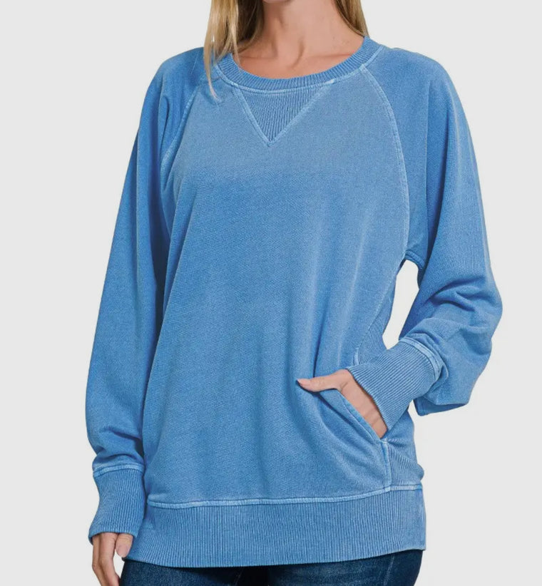 Classic Blue French Terry Pullover