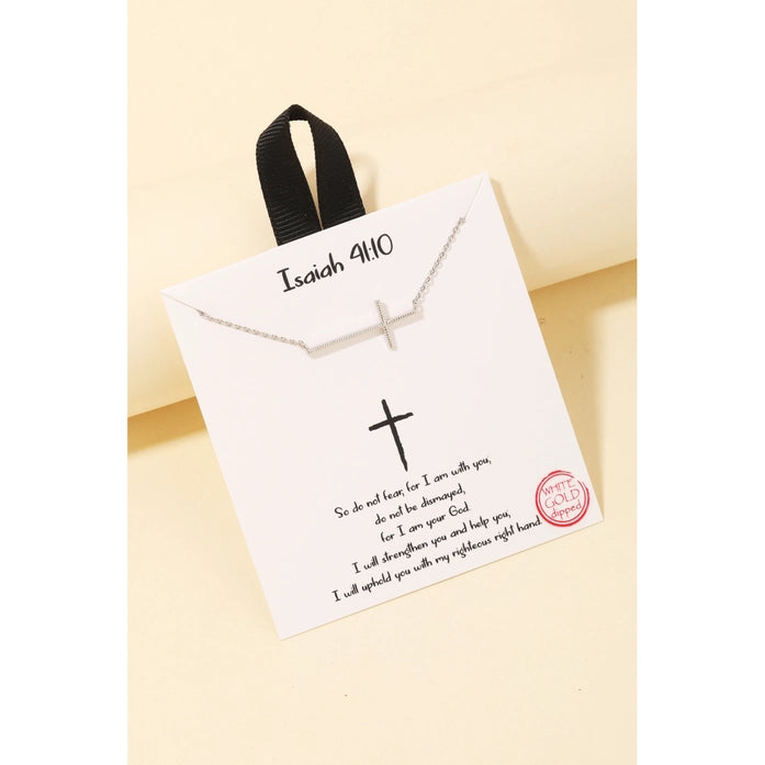 Textured Cross Pendant Necklace