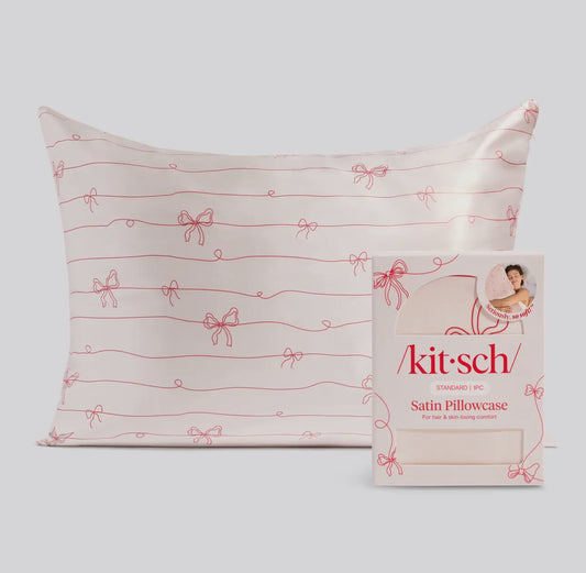 Holiday Bow Satin Pillowcase