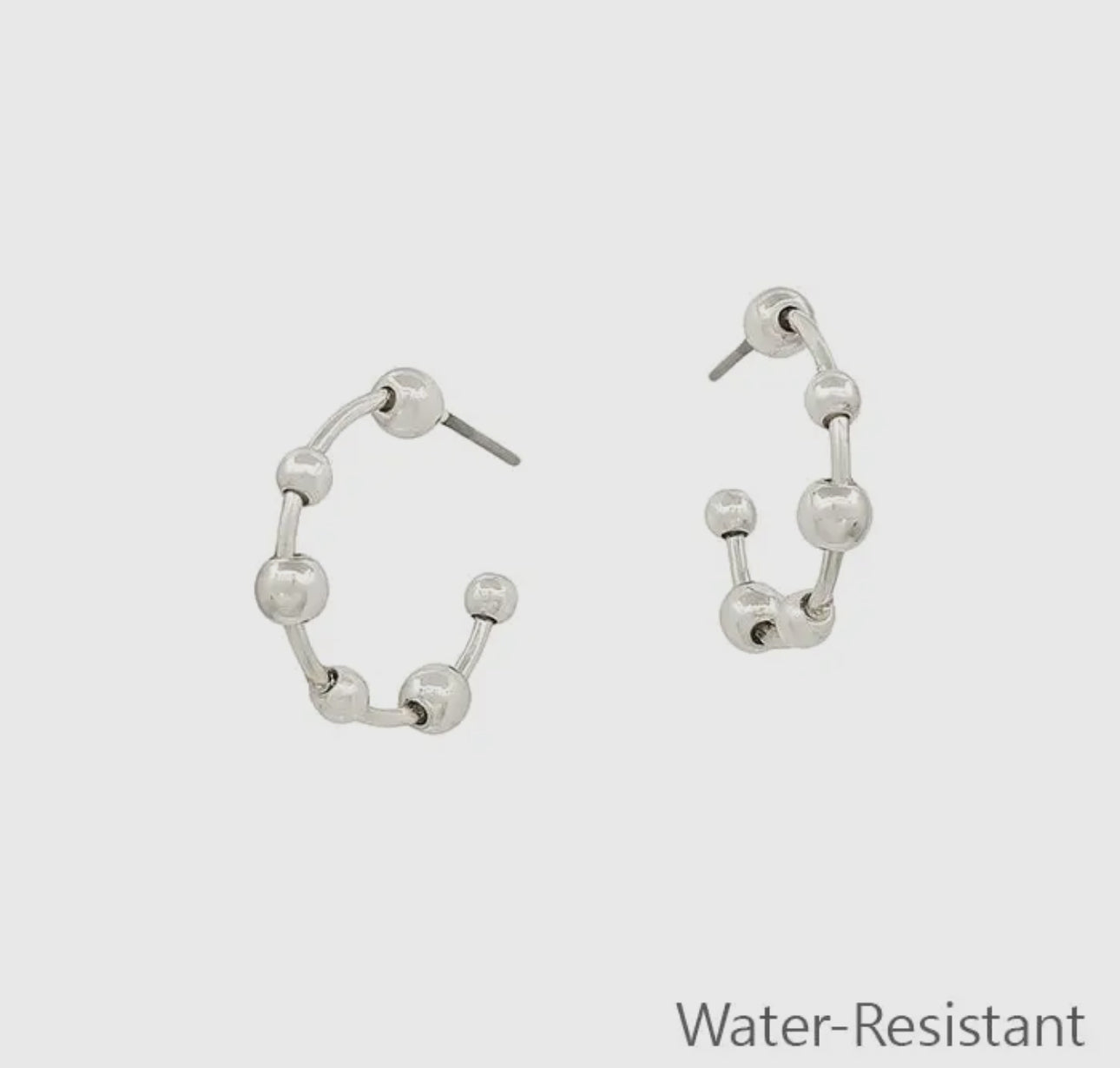 Silver Beaded Hoop Earring