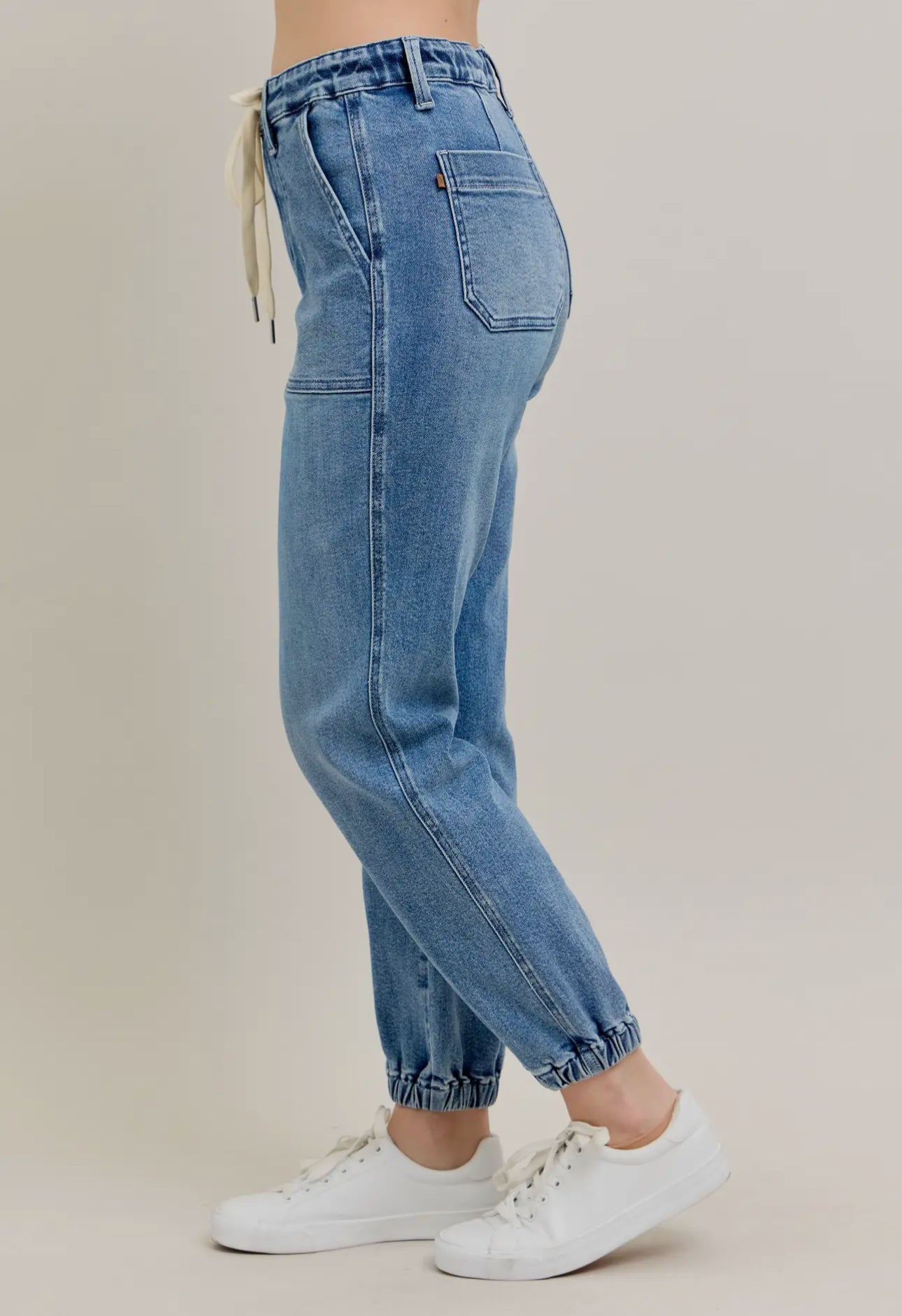 High Waisted Denim Joggers