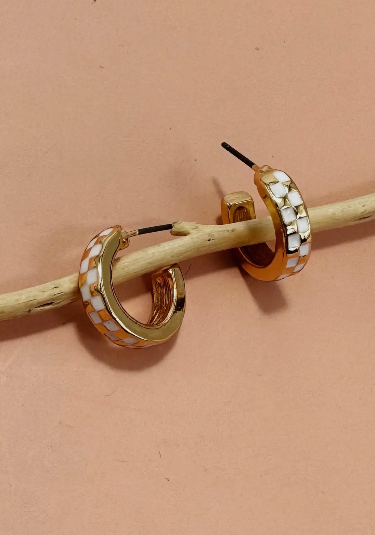 Mini Checker Hoop Earrings