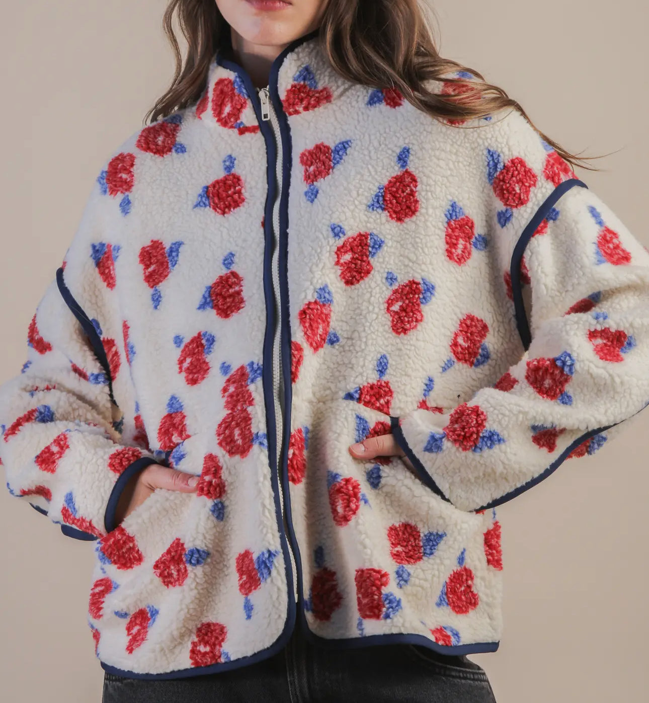 Oversized Floral Sherpa Jacket