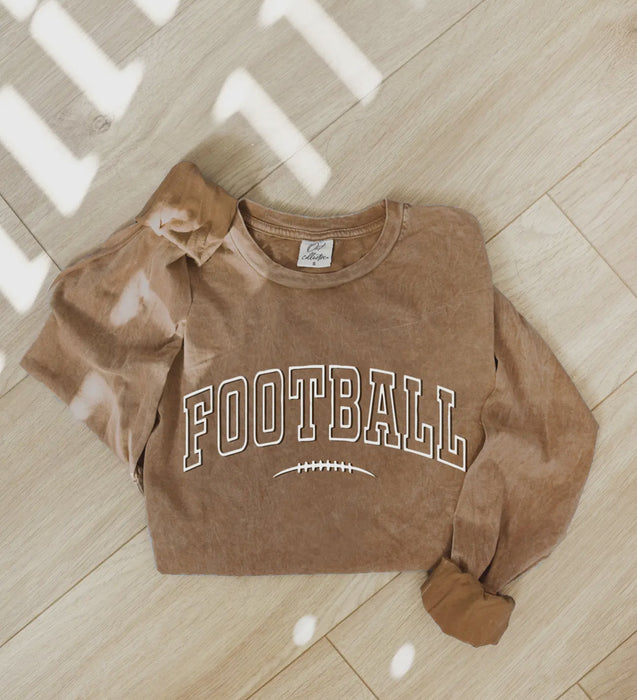 Football Puff Mineral Washed Long Sleeve Graphic