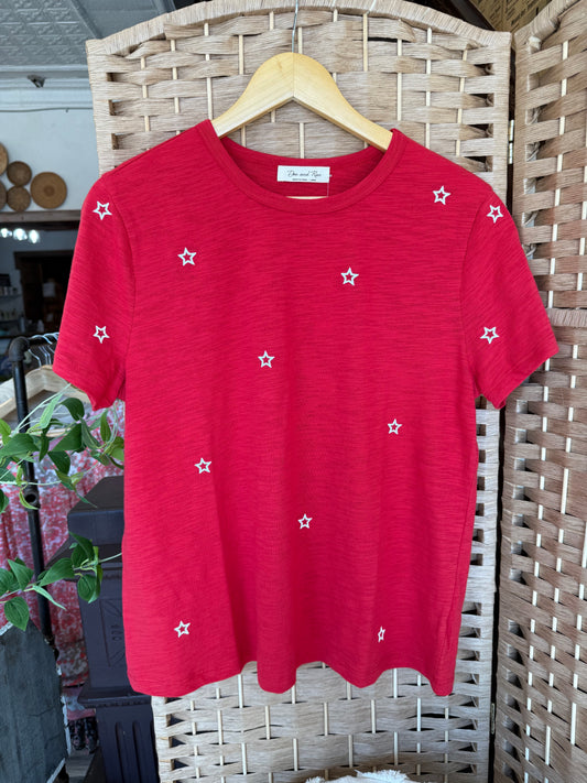 Red Star Embroidered Tee