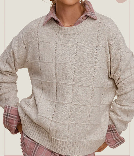 Oat Windowpane Sweater