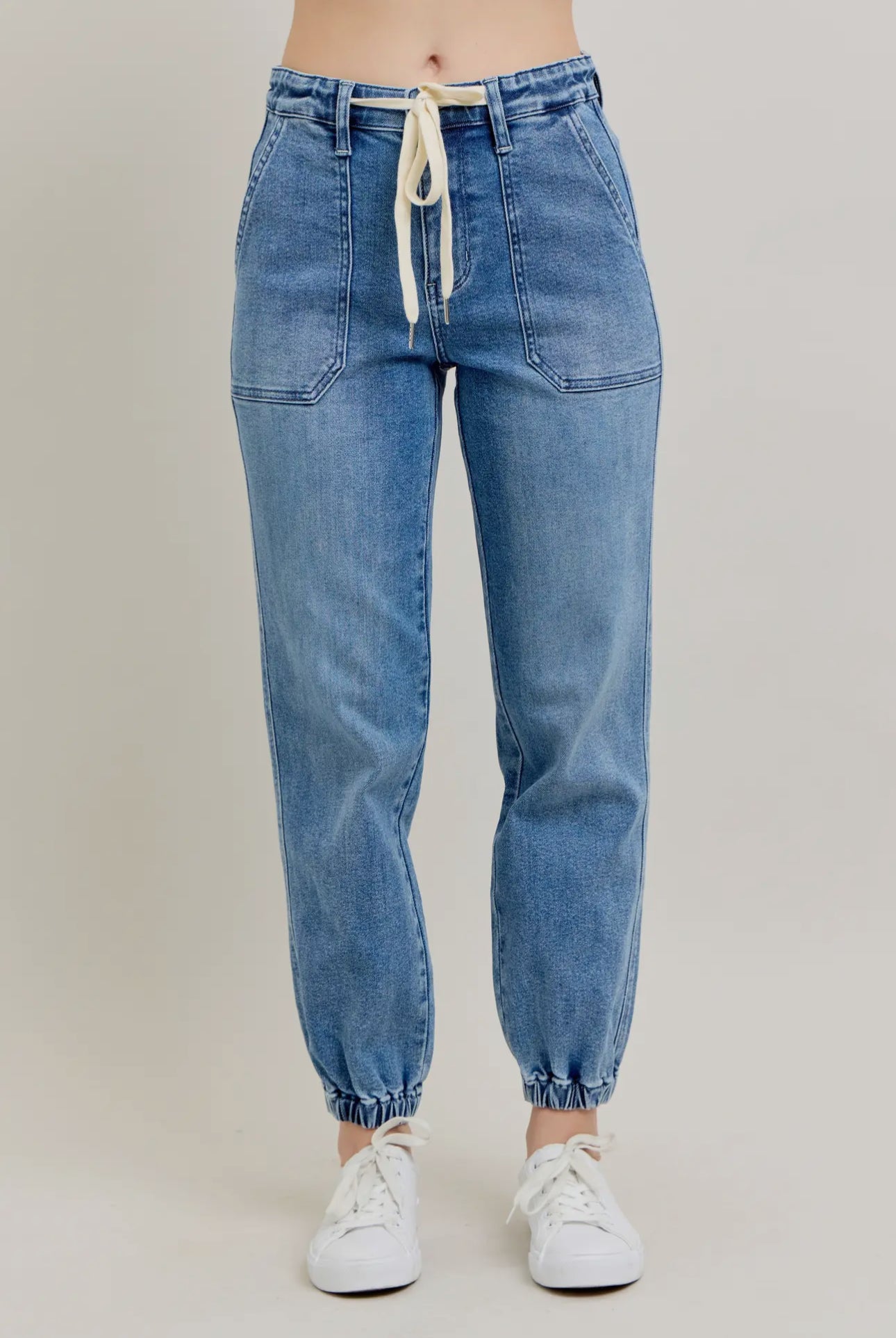 High Waisted Denim Joggers