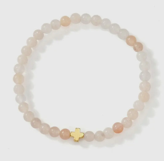 Rose Quartz Cross Bracelet