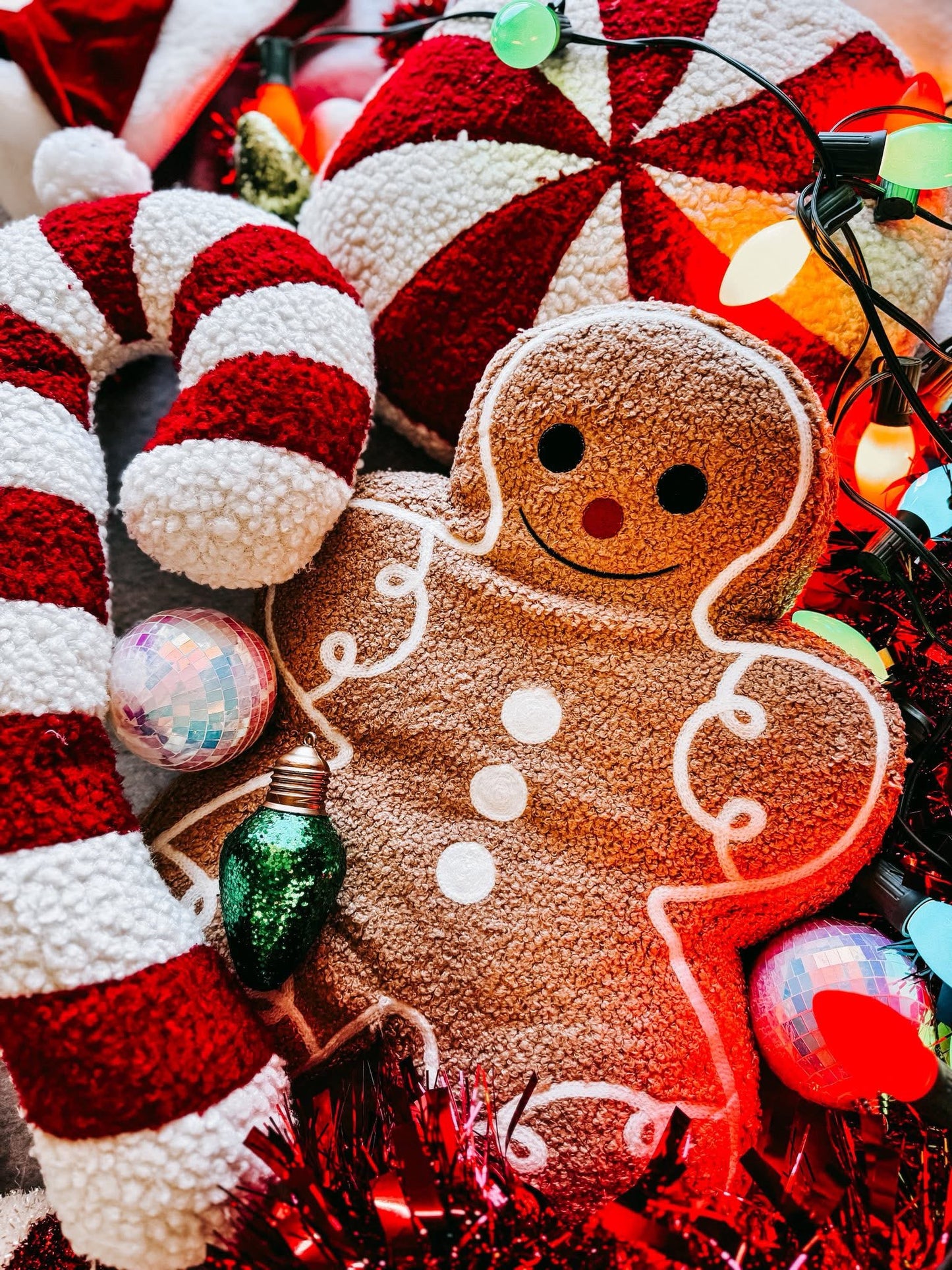 Sherpa Gingerbread Man Pillows
