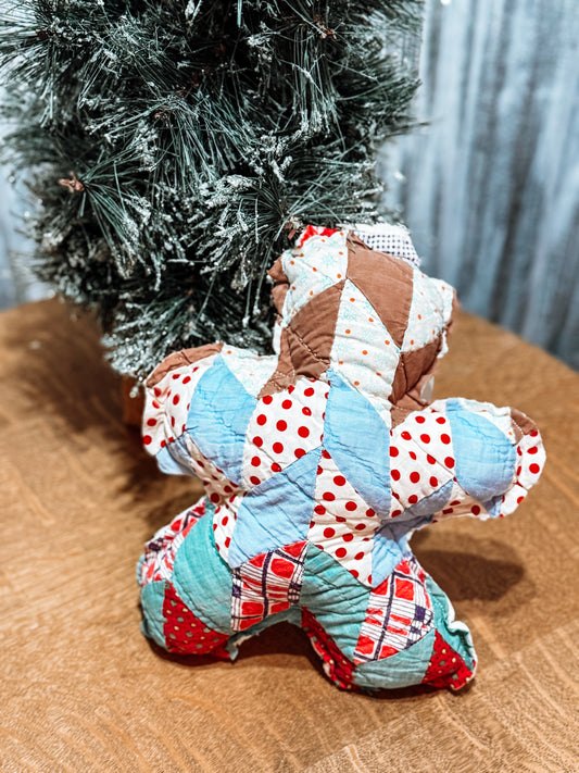 Vintage Fabric Quilt Gingerbread Men Upcycled