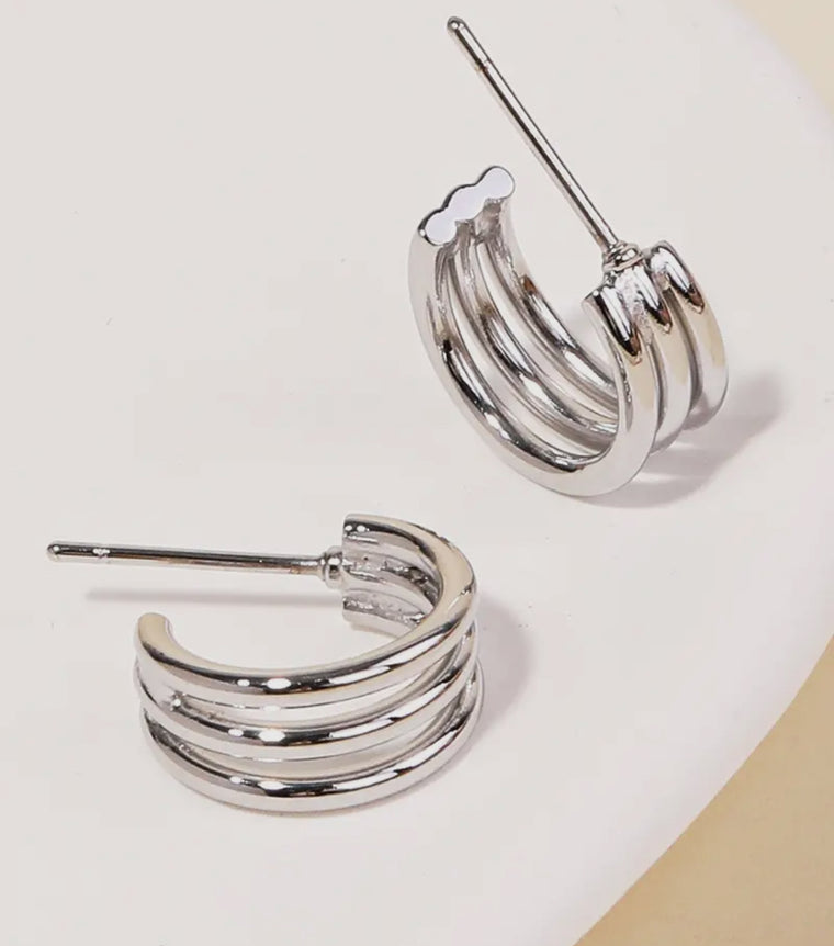 Mini Triple Layered Hoop Earrings