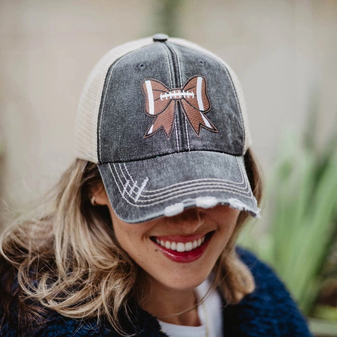 Football Bow Coquette Patch Trucker Hat