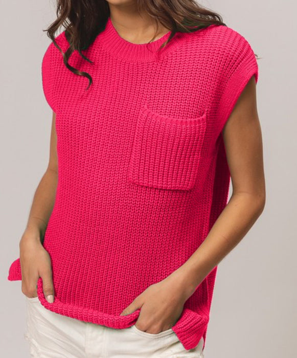 Fuchsia Patch Pocket Top