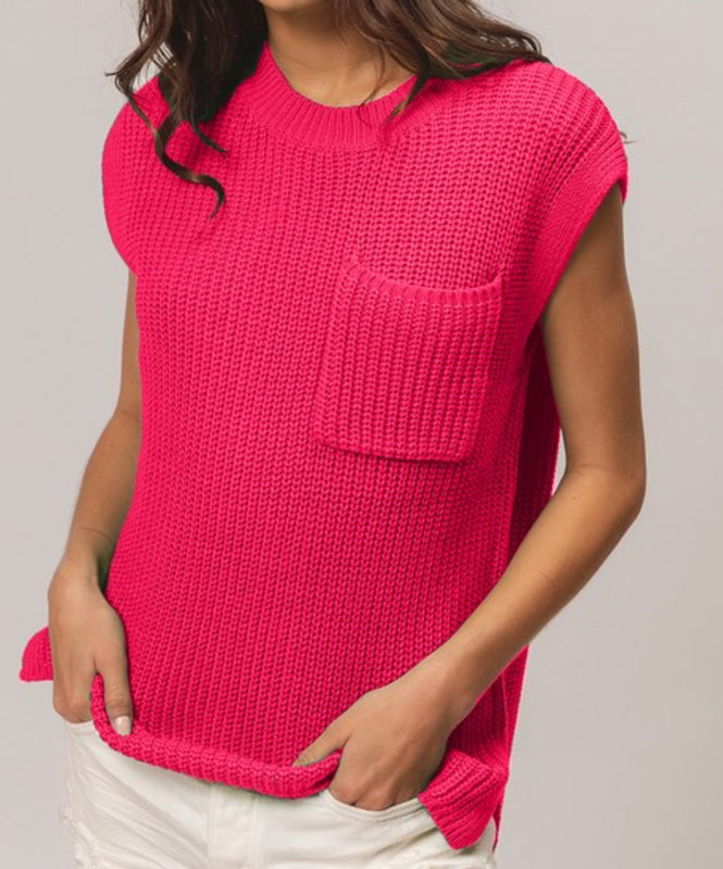 Fuchsia Patch Pocket Top