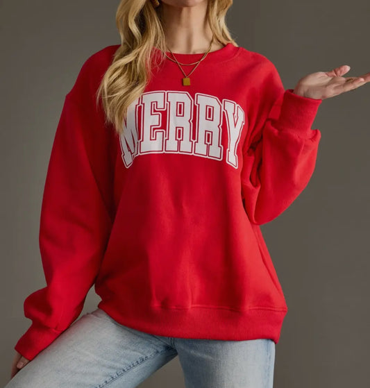 Red MERRY Crewneck