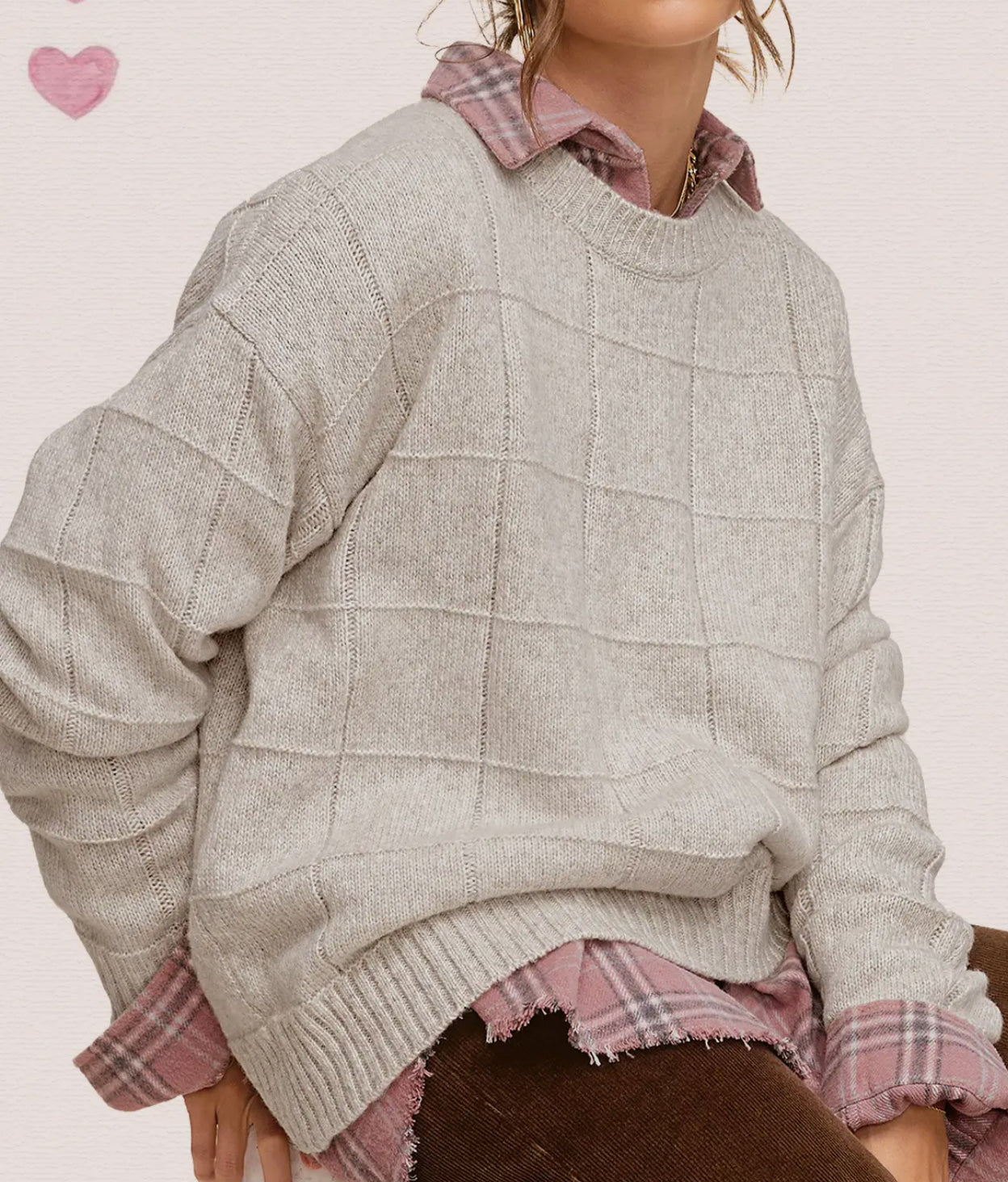Oat Windowpane Sweater