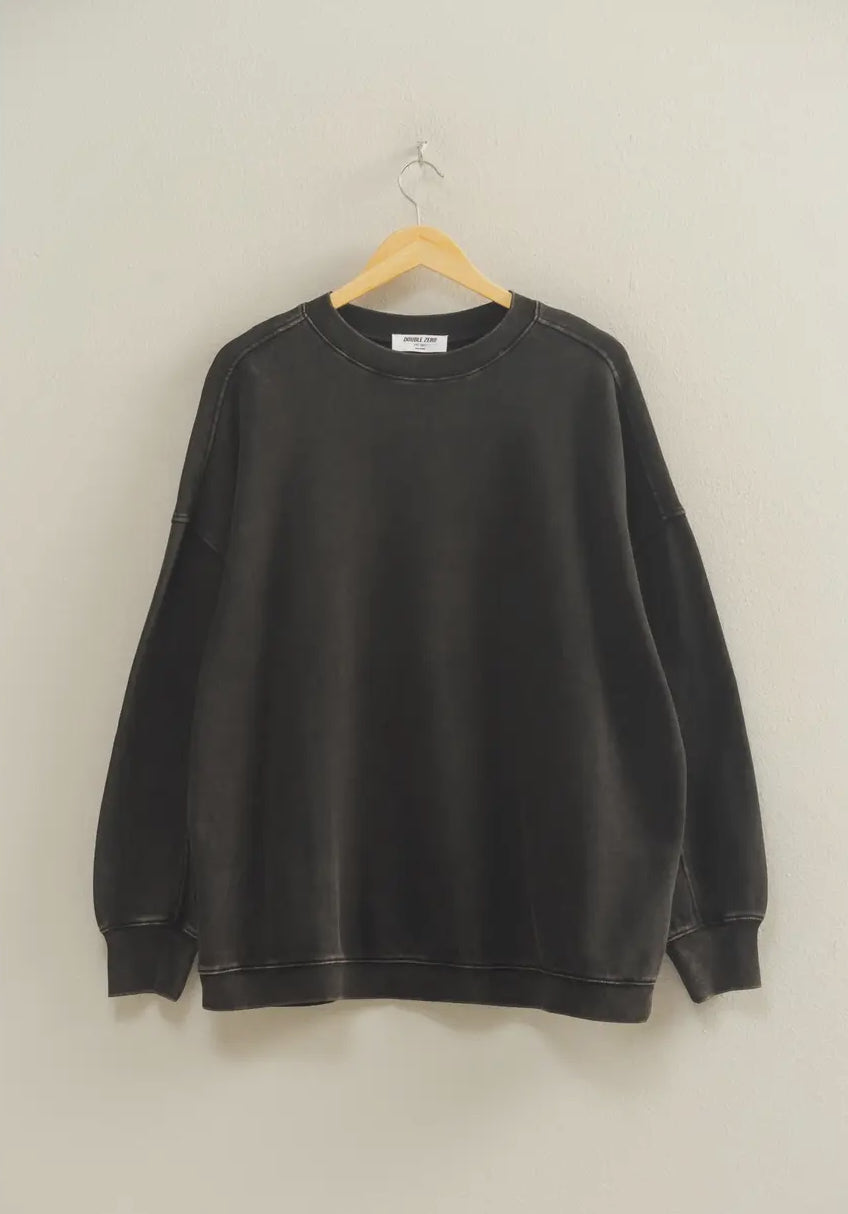 Black Oversized Crewneck Sweatshirt