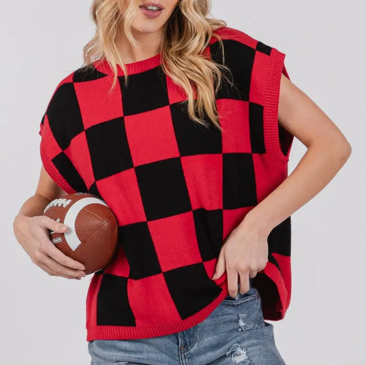 Game day Checkered Knit Top
