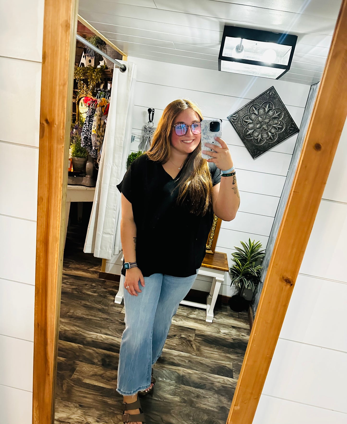 Solid Black V-Neck Top