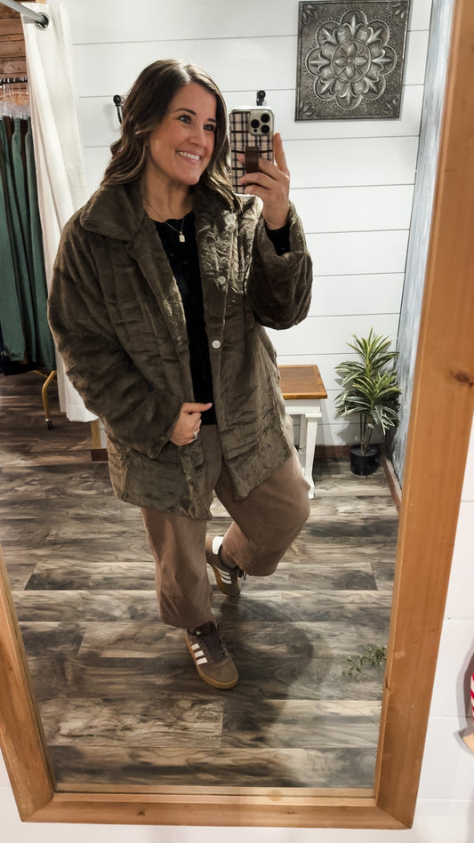 Soft Brown Faux Fur Coat