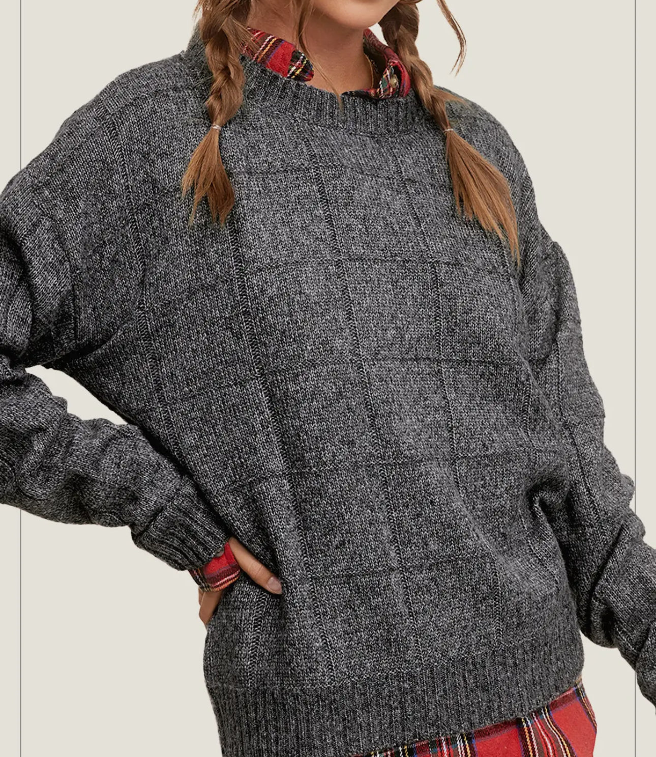 Charcoal Windowpane Sweater