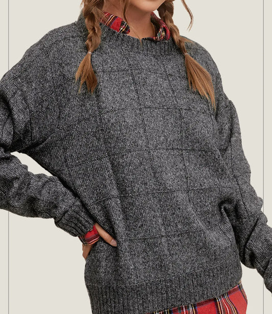 Charcoal Windowpane Sweater
