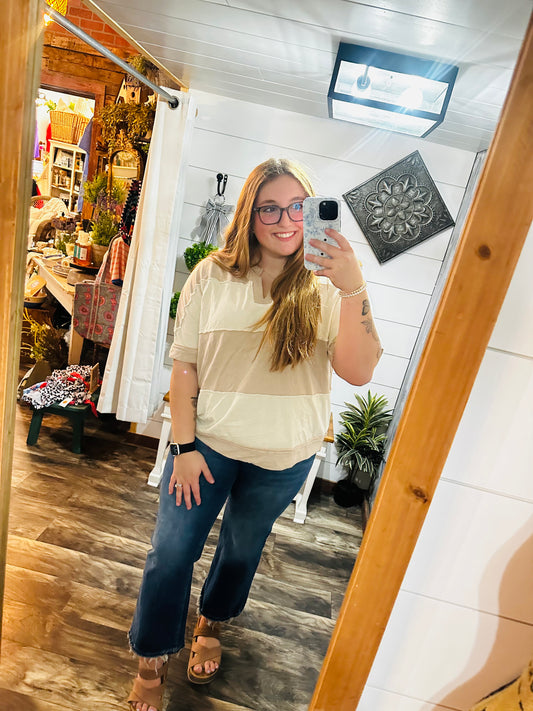 Natural Mineral Washed V-Neck Top