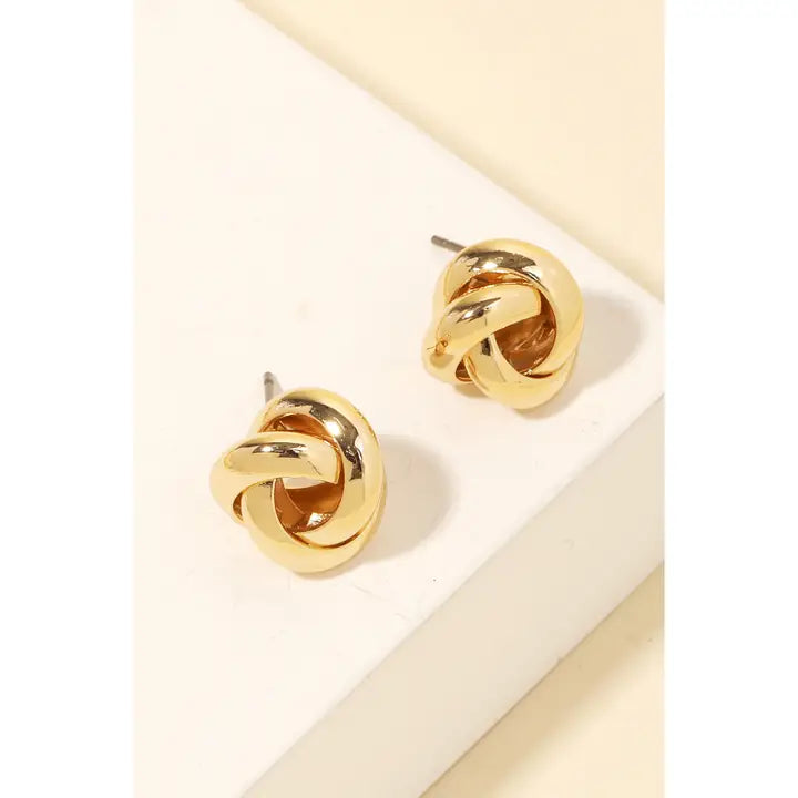 Metallic Knot Stud Earrings